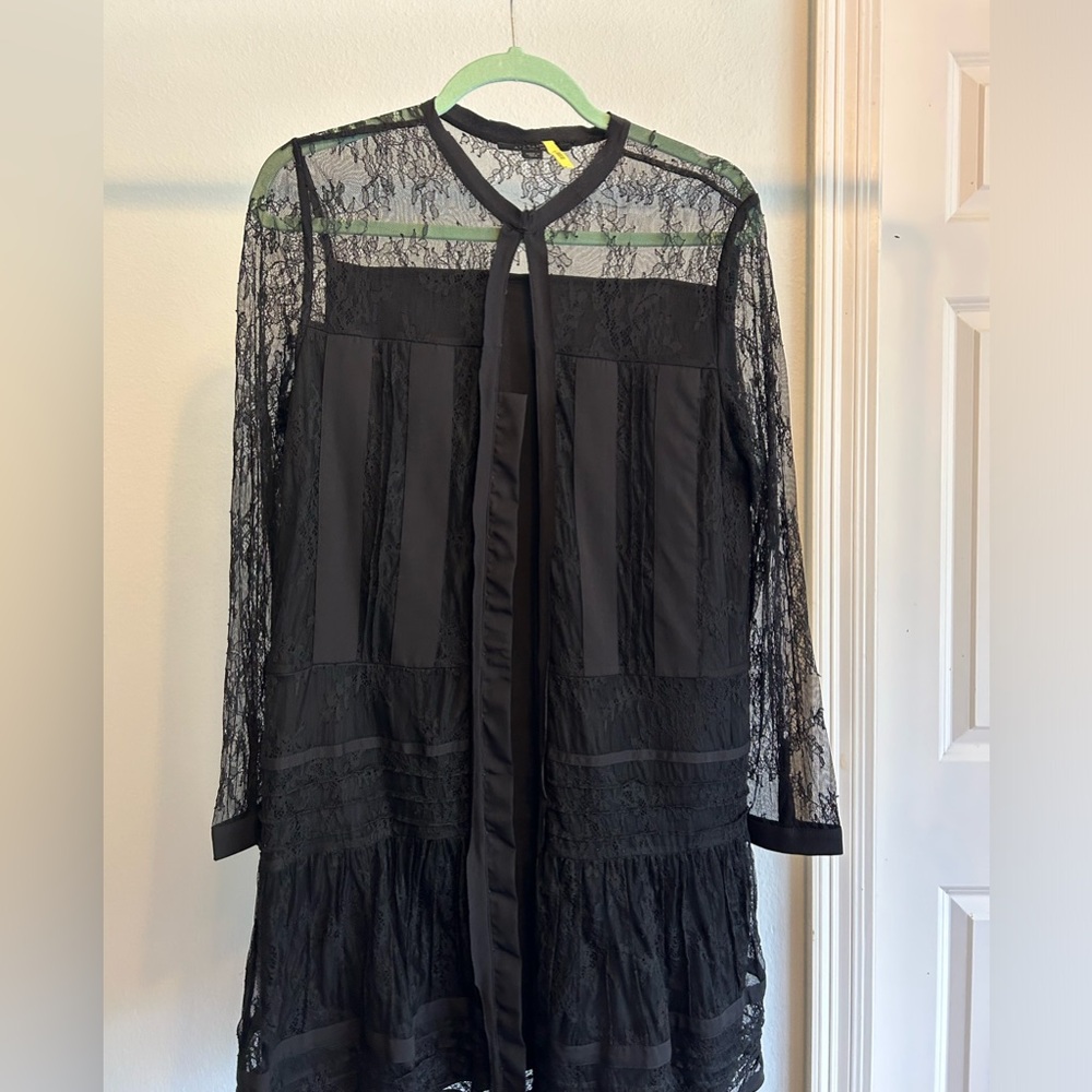 Long sleeve black lace dress